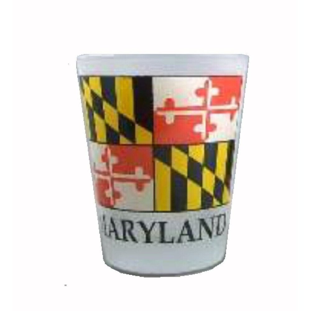 Maryland Flag With Name Frosted Shot Glass - NEW Fast Ship